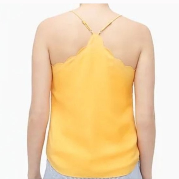 J.Crew | Golden Yellow Scalloped Racerback Cami Top Size 2/XS Summer Spring - Picture 2 of 9